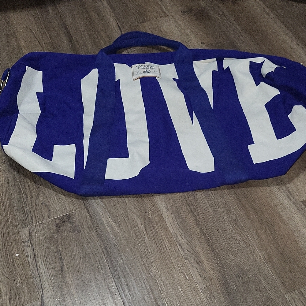 PINK Victoria's Secret Royal Blue and White Tote